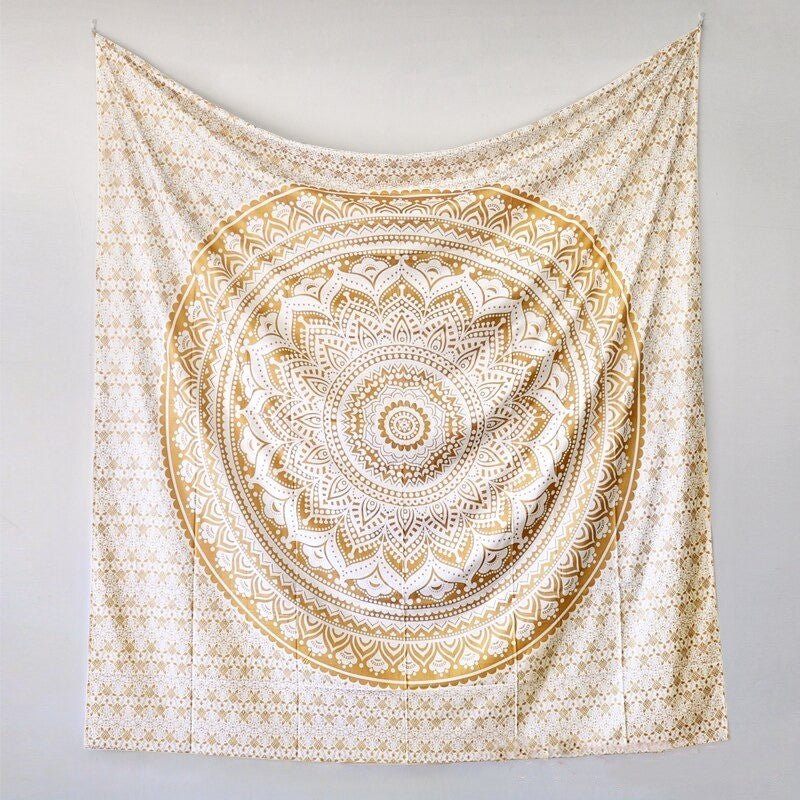 Tenture Coton Mandala Or