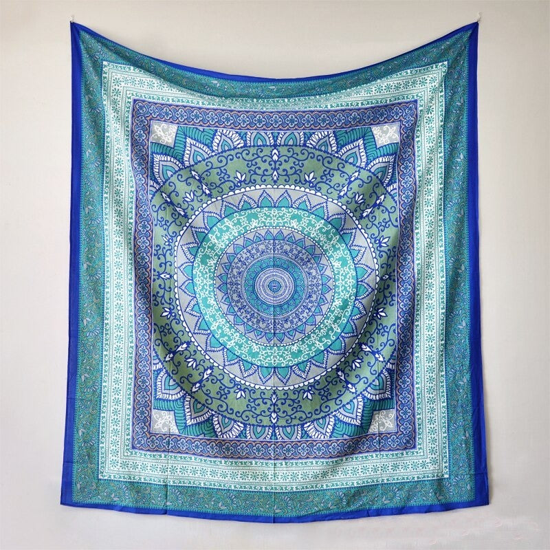 Tenture Indienne Coton Bleu