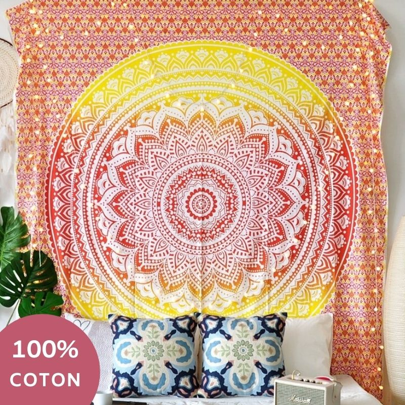 Tenture Coton Mandala Orange