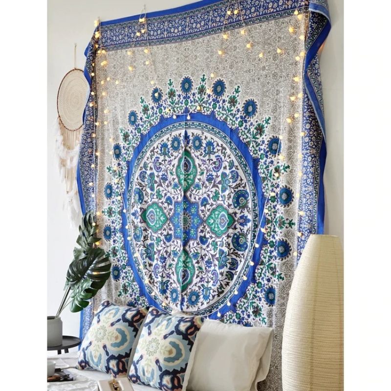 Tenture Mandala Coton Bleu