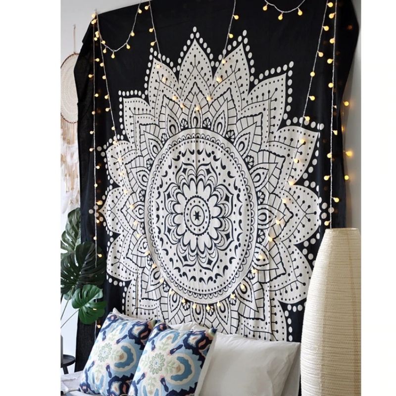 Tenture Coton Mandala Noir et Blanc