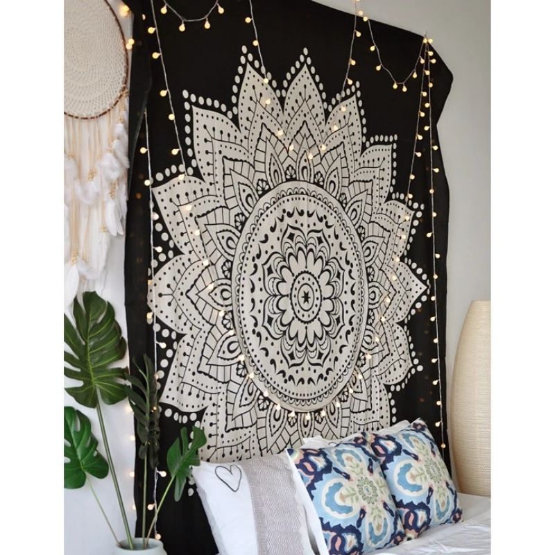 Tenture Coton Mandala Noir et Blanc