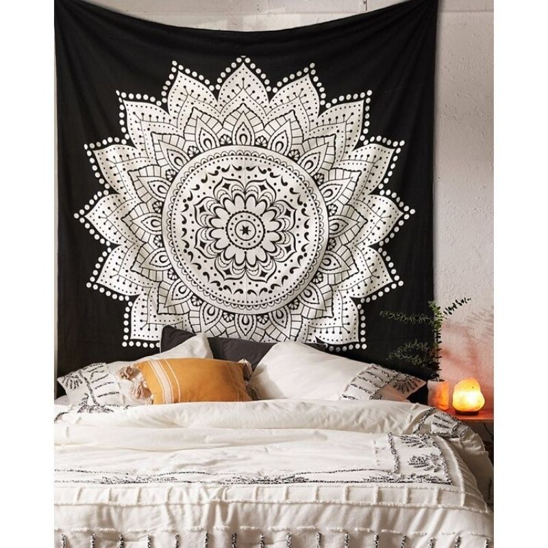 Tenture Coton Mandala Noir et Blanc