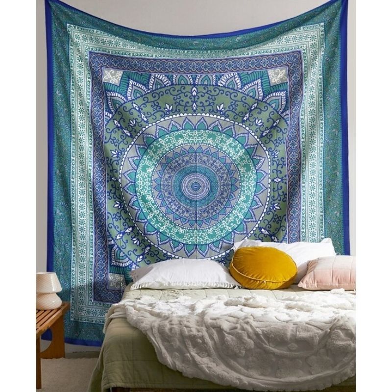Tenture Indienne Coton Bleu