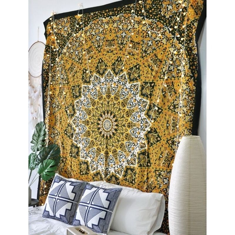Tenture Indienne Coton Jaune