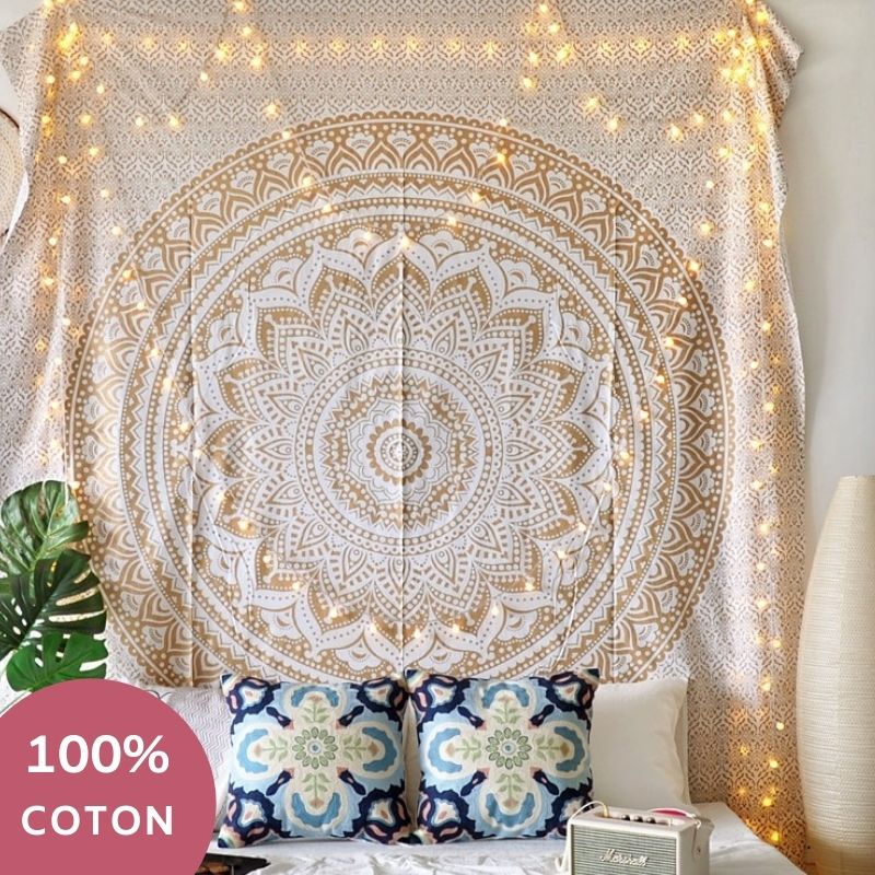Tenture Coton Mandala Or