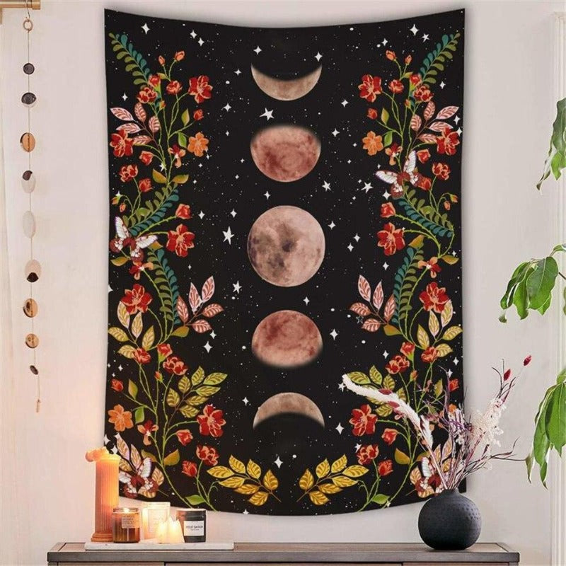 Tenture Hippie Moon & Flower