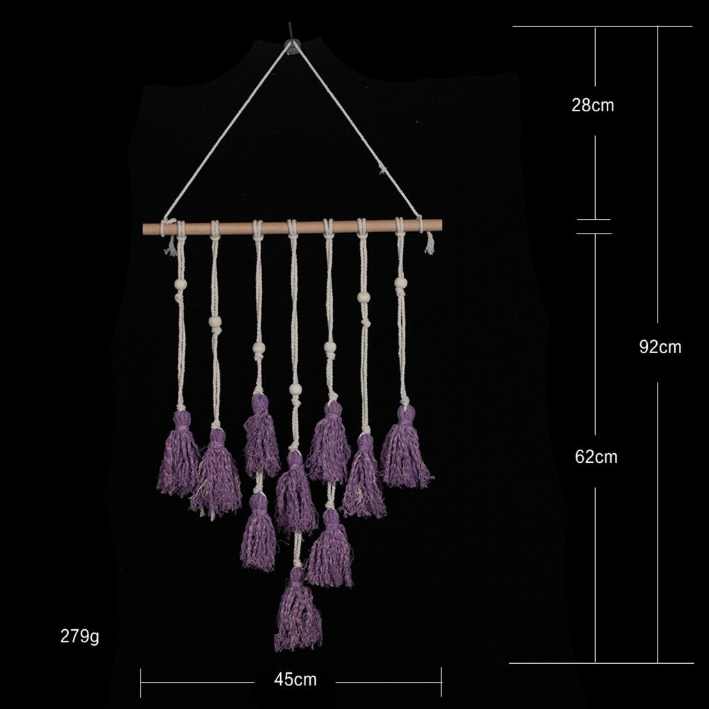 Tenture Macramé Pompon Violet