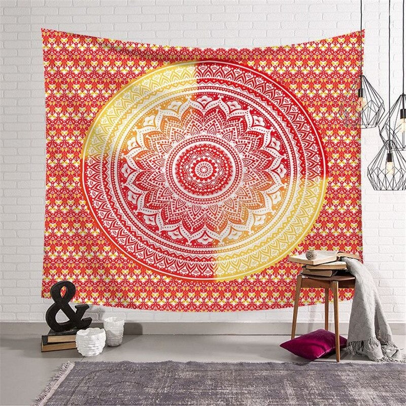 Tenture Mandala Indienne Orange