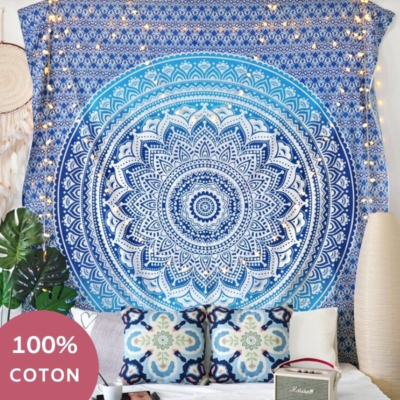 Tenture Coton Mandala Bleu