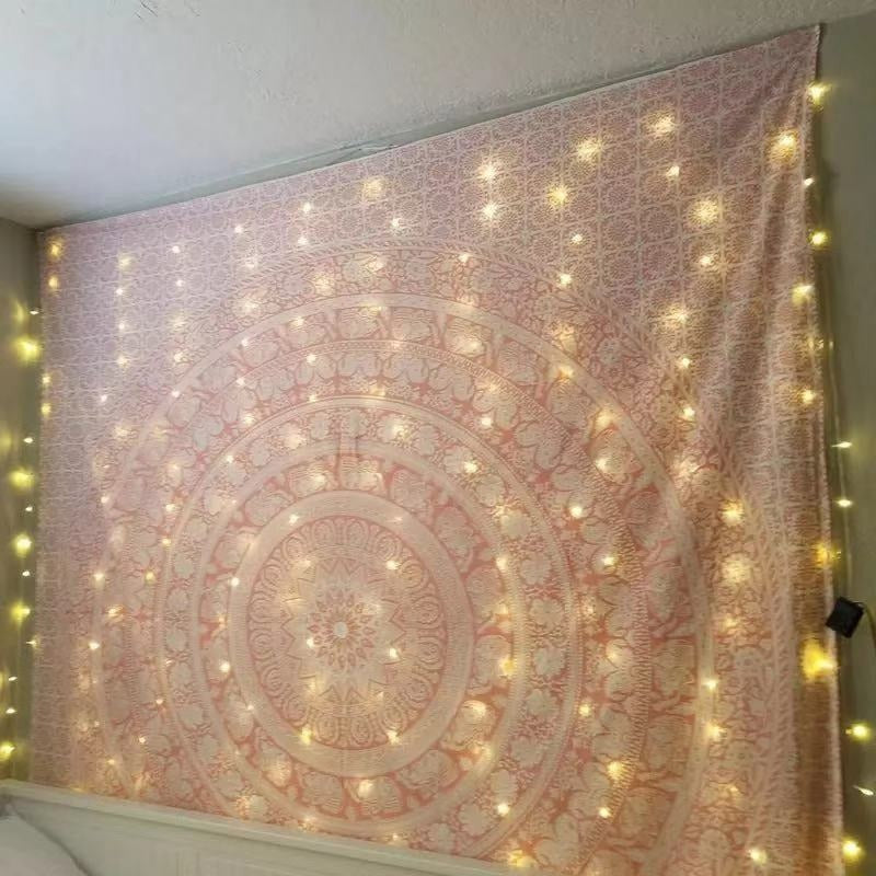 Tenture Mandala Rose Éléphant
