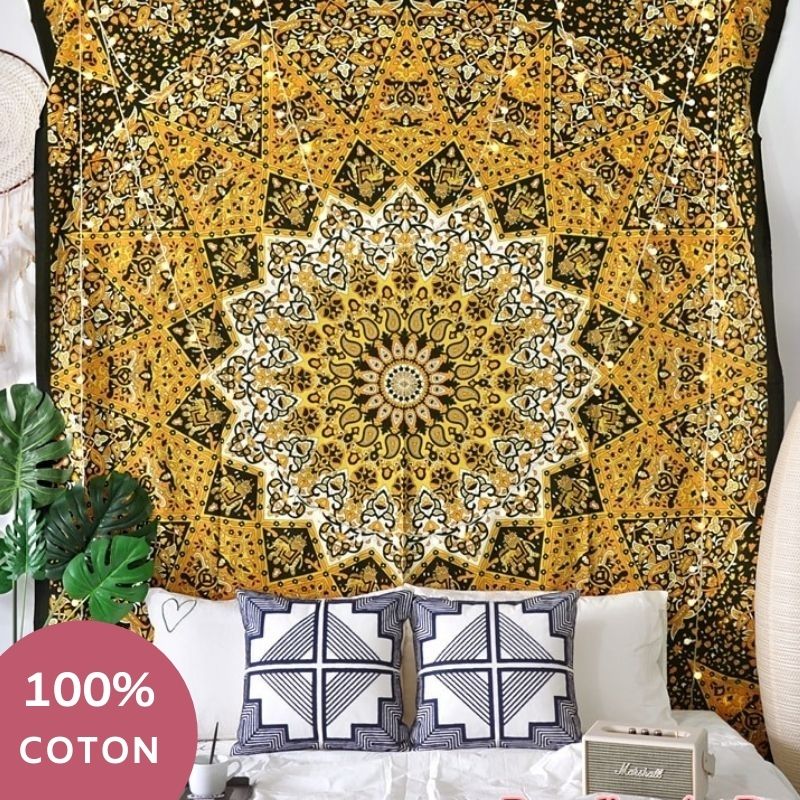Tenture Indienne Coton Jaune