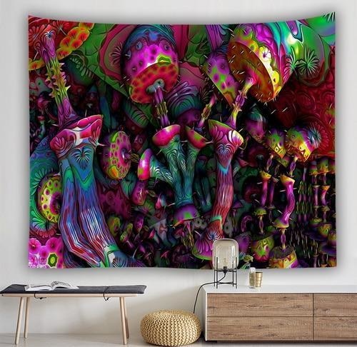 Tenture Champignons Psychédéliques - 150 x 100cm