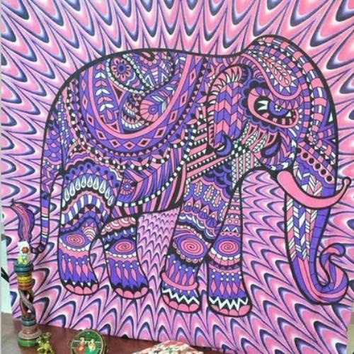 Tenture Éléphant Rose Psychédélique - 210 x 150cm