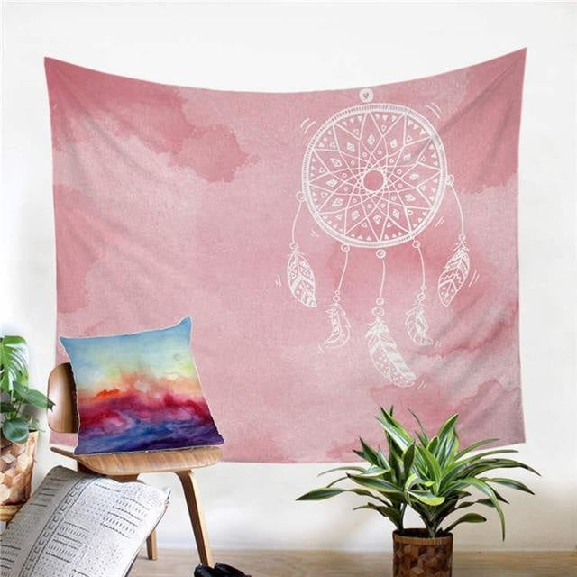 Tenture Hippie Attrape-Rêve Rose - 150x200cm