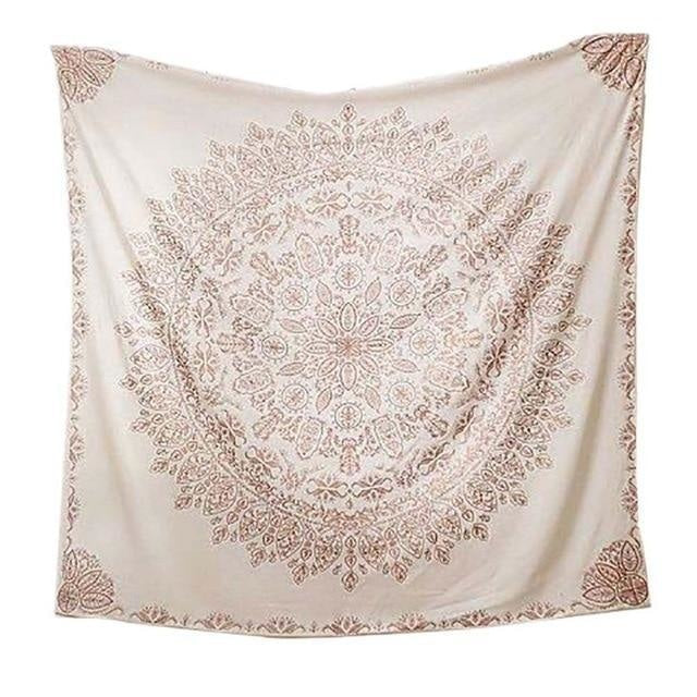 Tenture Hippie Floral Beige - 145 x 145cm