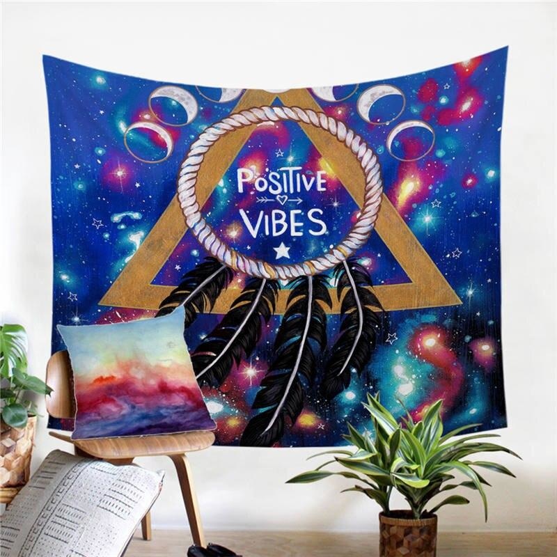 Tenture Hippie Positive Vibes Moon by Pixie Cold Art - 130 x 150cm