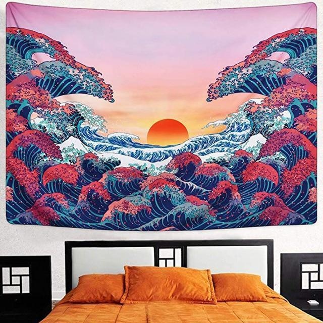 Tenture Japonaise Coucher de Soleil - 150x130cm