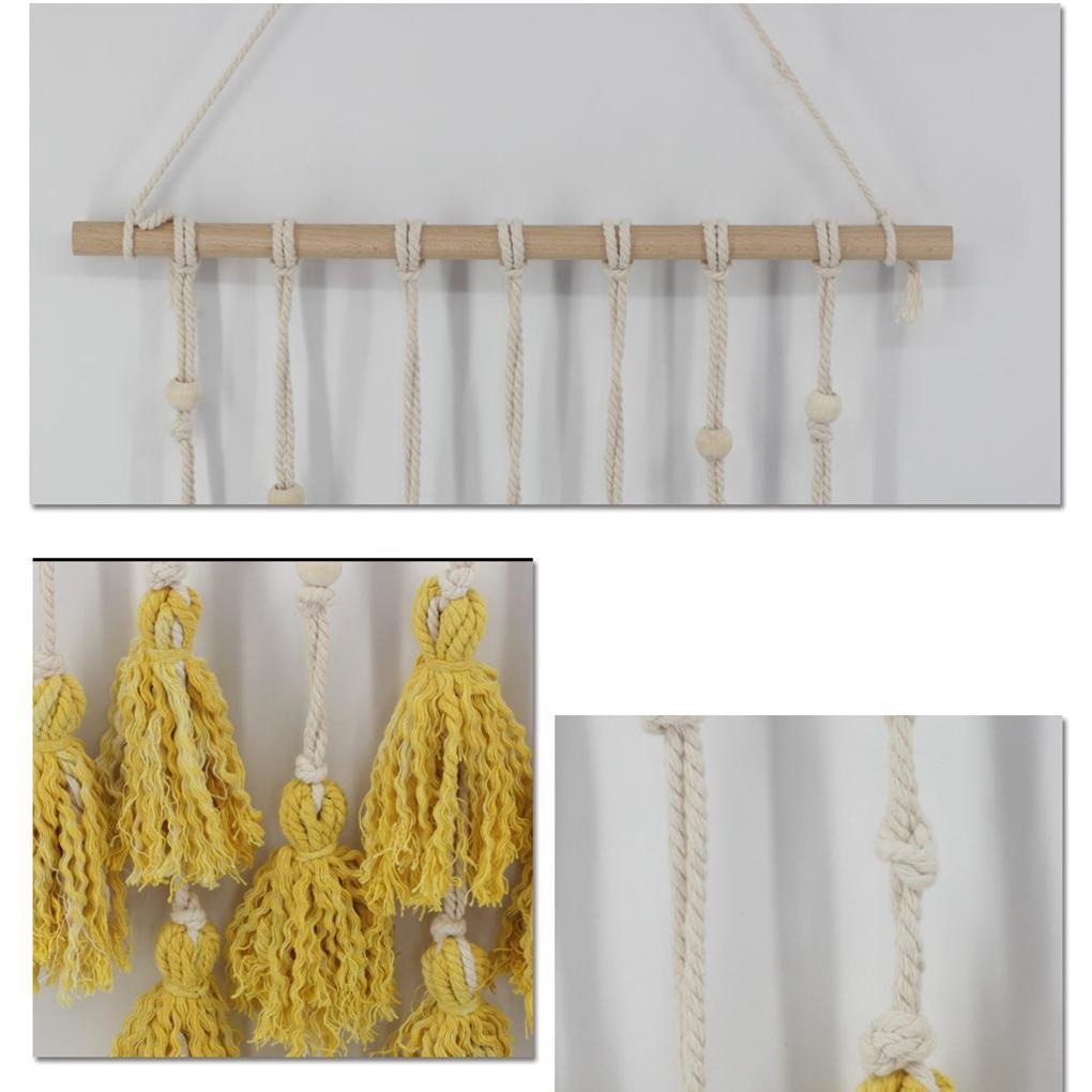 Tenture Macramé Pompon Jaune