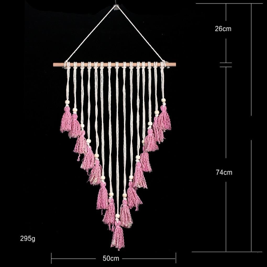 Tenture Macramé Pompon Rose
