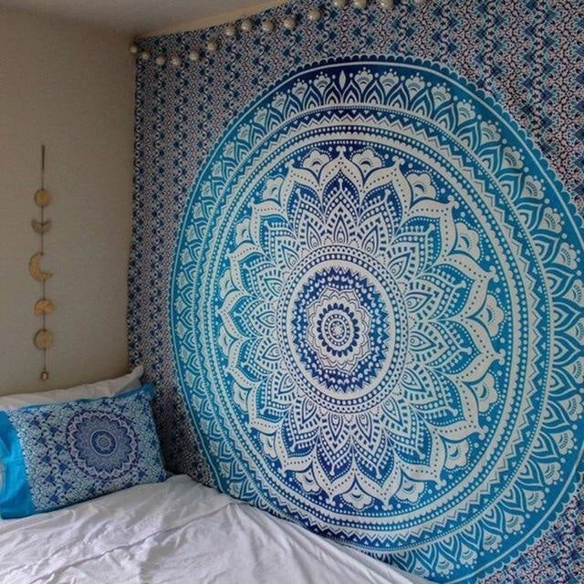 Tenture Mandala Bohème Bleue - 210 x 150cm