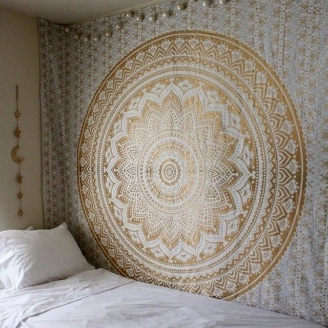 Tenture Mandala Bohème Dorée - 210 x 150cm
