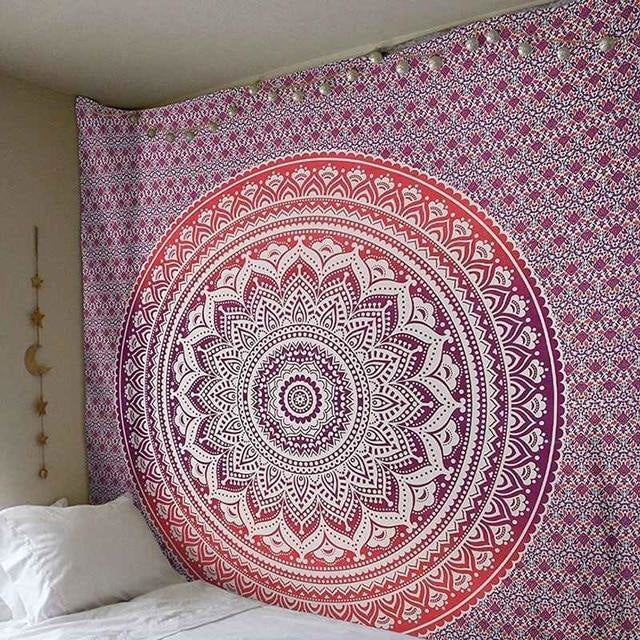 Tenture Mandala Bohème Rouge - 210 x 150cm