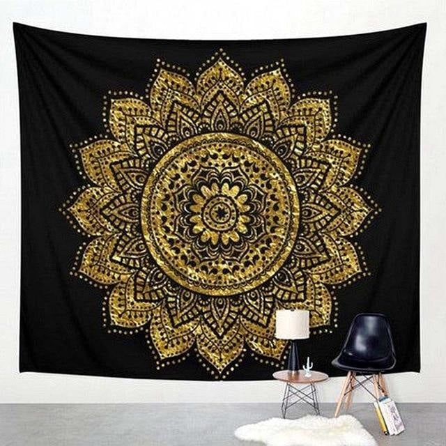 Tenture Mandala Doré - 200 x 140cm