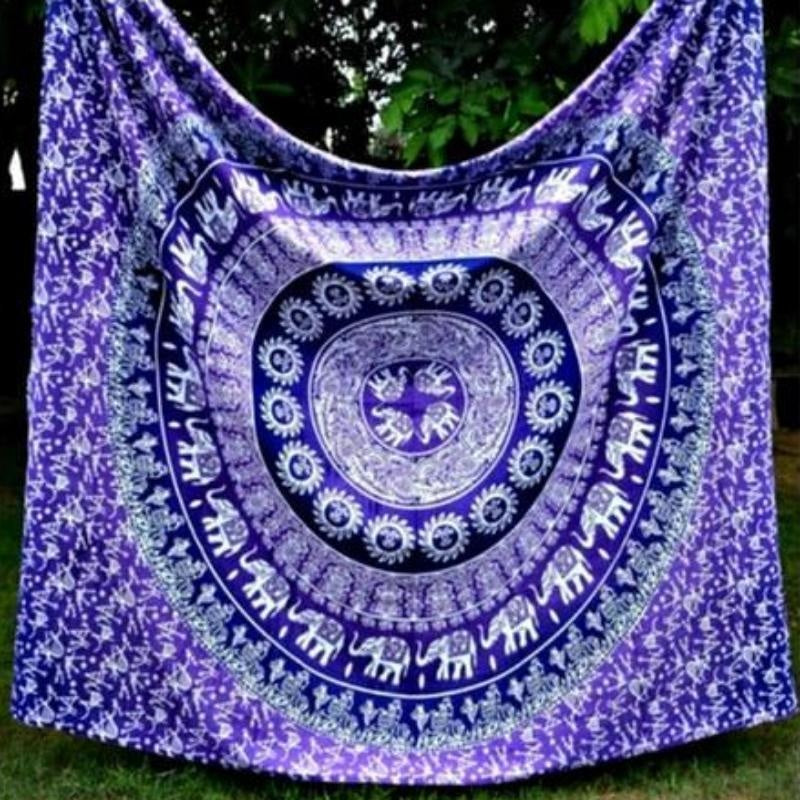 Tenture Mandala Motif Éléphant - 210 x 150 cm