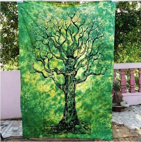 Tenture Murale Arbre de Vie Verte - 210 x 150cm