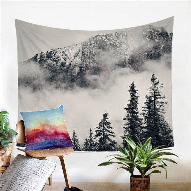Tenture Nature Montagne Enneigée - 130x150cm