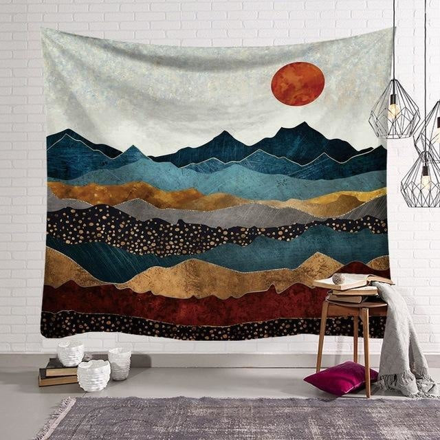 Tenture Nordique Soleil Rouge - 200x150cm