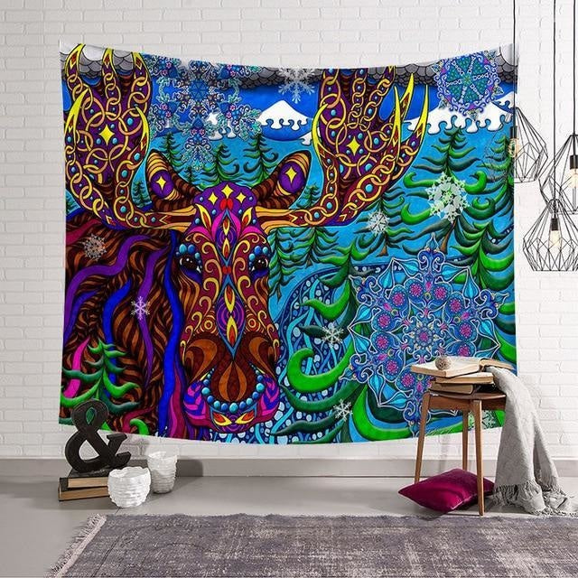 Tenture Psychédélique Caribou sous LSD - 95 x 73cm