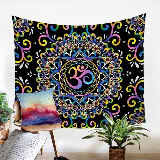 Tenture Psychédélique Doodle Ohm by Brizbazaar - 130 x 150cm