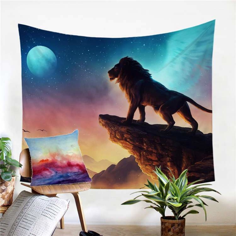 Tenture Psychédélique Roi de la Savane by JoJoesArt - 130 x 150cm