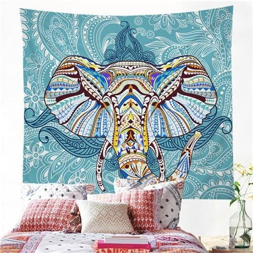 Tenture Turquoise Éléphant