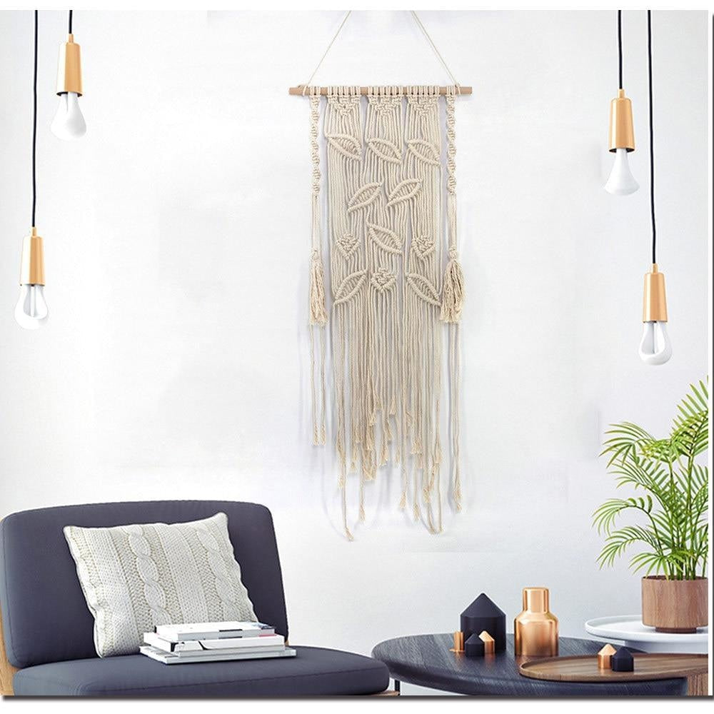 Tissage Mural Macramé Feuilles