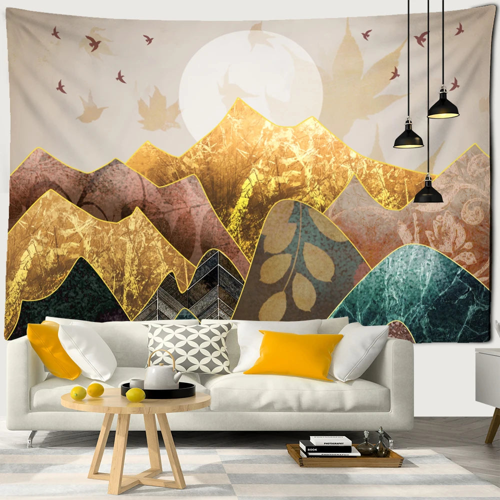 papier peint chinois tapisserie panoramique paysage avec le poème