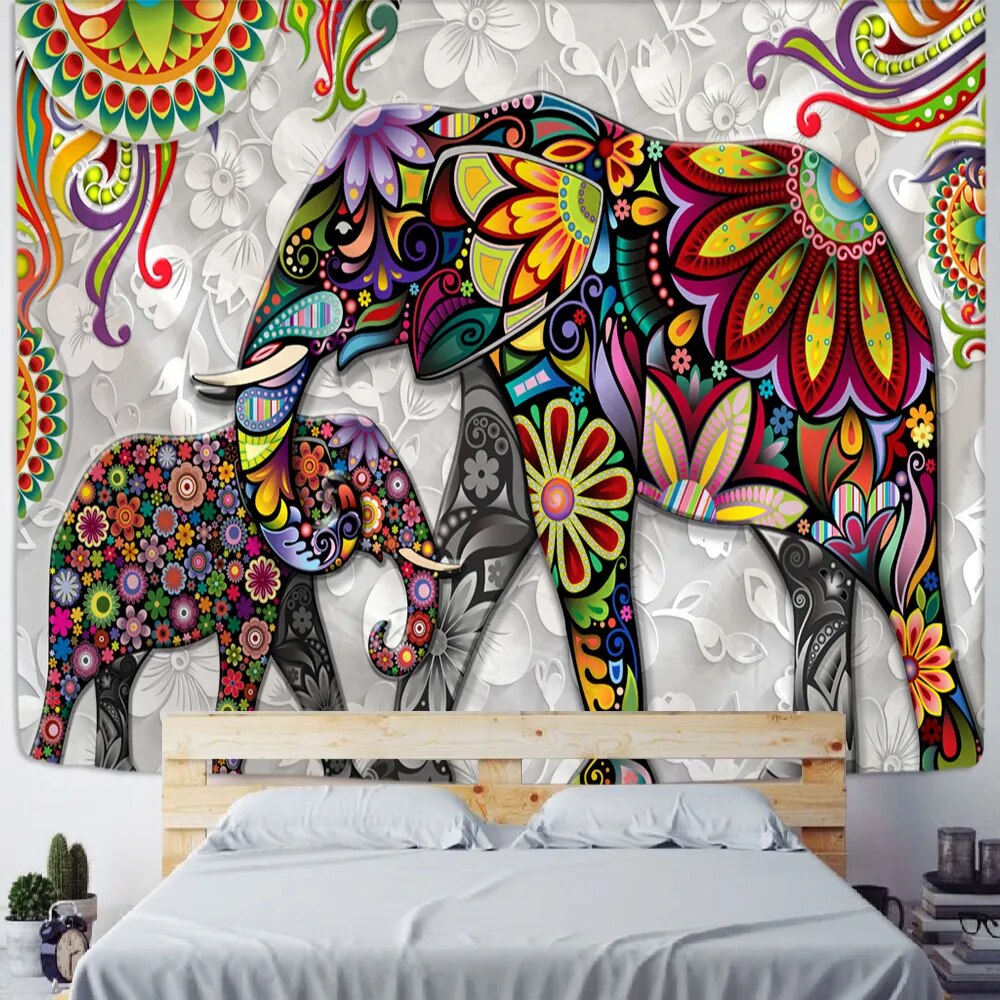 Tenture Eléphant Coloré d'Inde