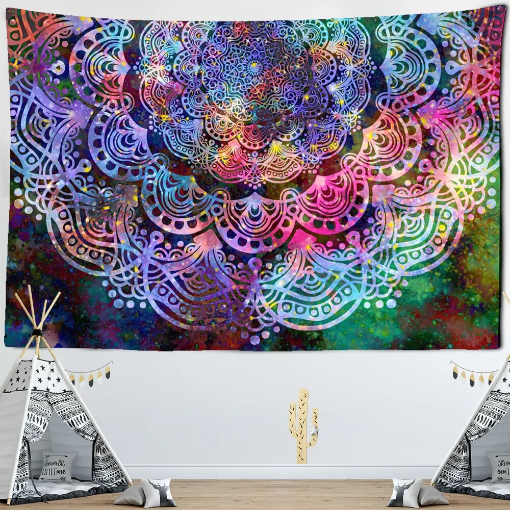 Tenture murale en coton Mandala Bleu – Karma Yoga Shop