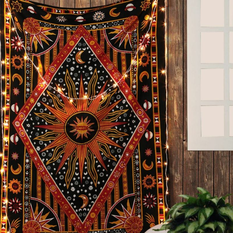 Tissu indien  Tenture murale, tapis mural, Tissu couverture Hippie