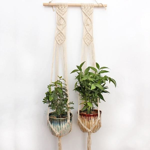 Macramé Suspension Deux Pots de Fleur
