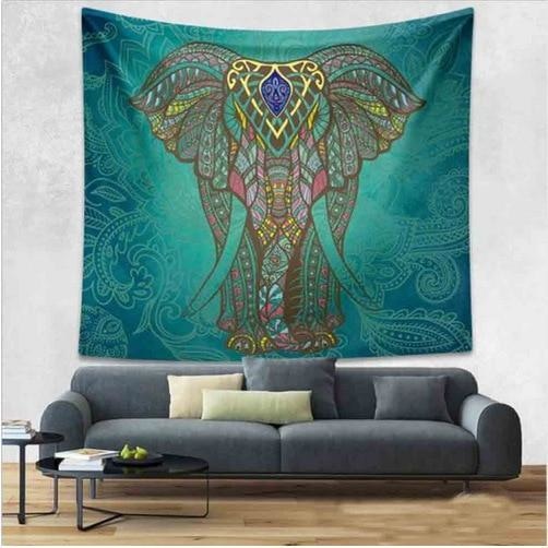 Tenture Éléphant Émeraude - 210 x 150cm