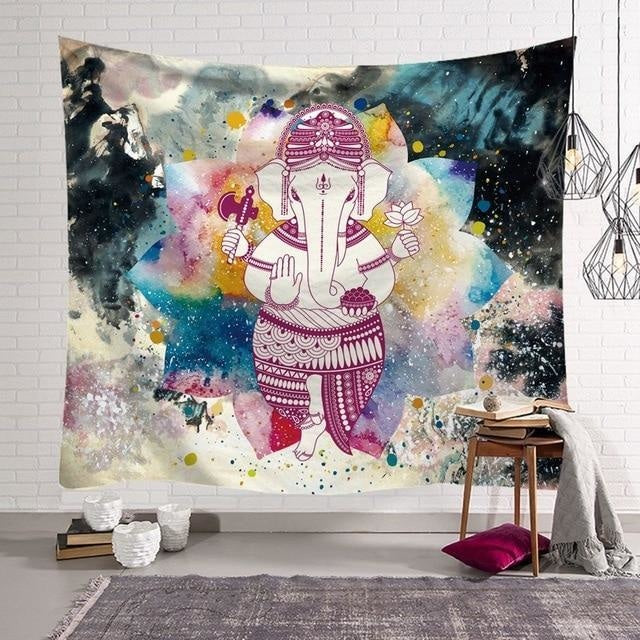 Tenture Éléphant Ganesh - 95 x 73cm