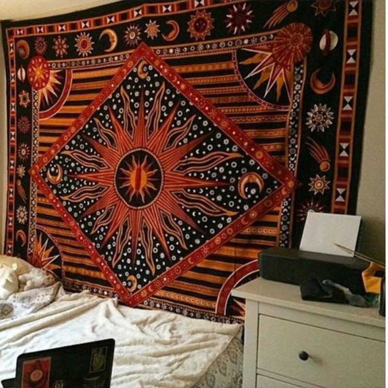 Tenture Hippie Soleil Orange