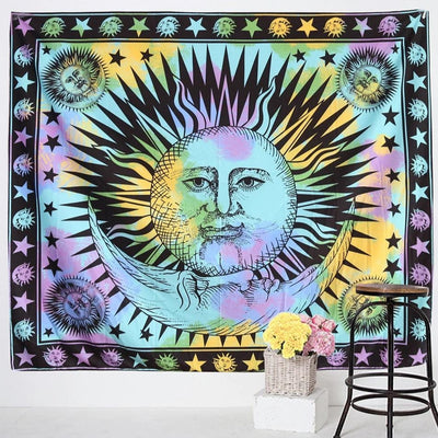 Tenture Hippie Sun & Moon Colorée
