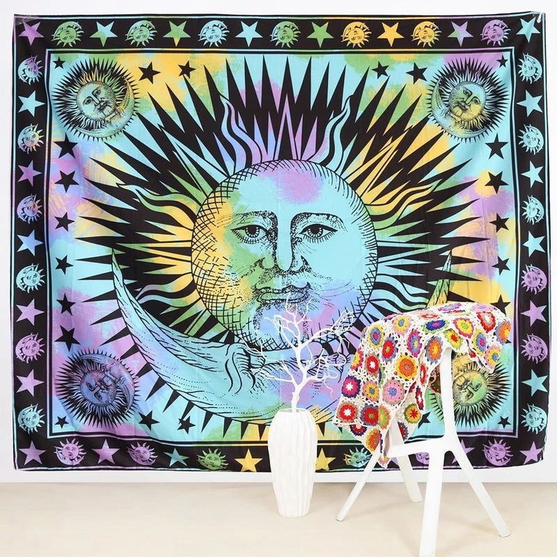 Tenture Hippie Sun & Moon Colorée