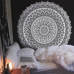 Tenture Mandala Noir et Blanc Tenture Murale