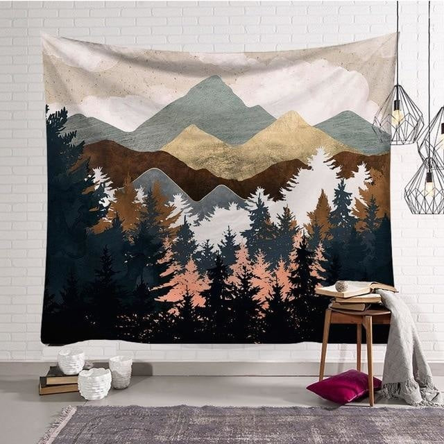 Tenture Nordique Forêt de Pins - 150x130cm