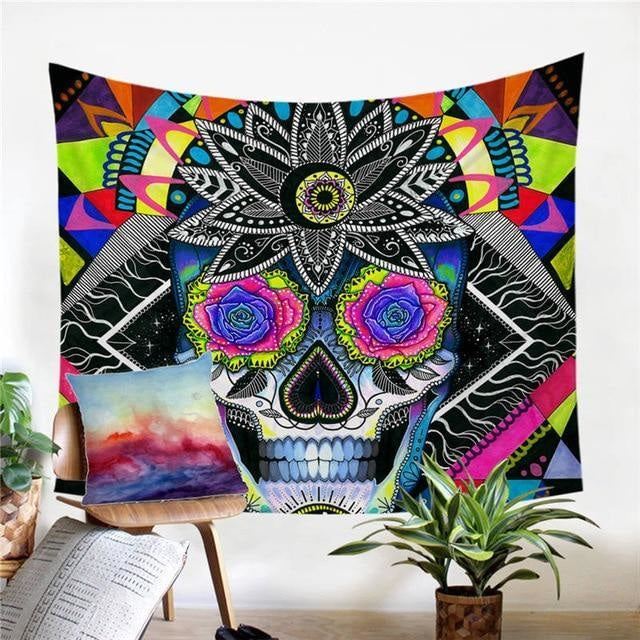 Tenture Psychédélique Sugar Skull by Pixie Cold Art - Sugar Skull / 130 x 150cm